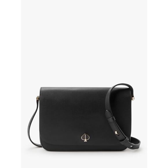 Kate Spade New York Nicola Medium Flap Over Leather Shoulder Bag in Black